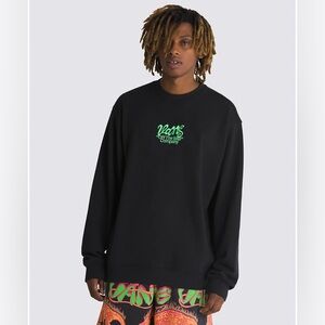 Vans Black Crewneck Sweater with Green Embroidered Logo